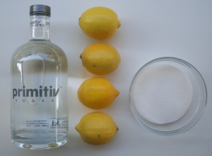 Vodka or Grain Alcohol- Lemon Peel - Sugar