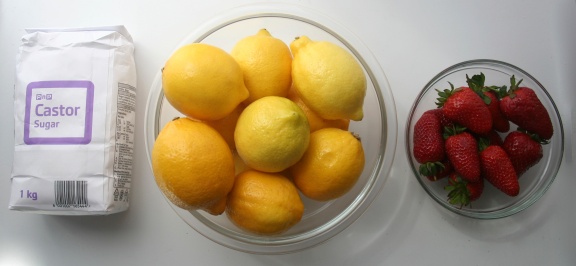 Caster Sugar (Extra Fine Sugar) Lemons Strawberries